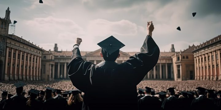 student-celebrate-graduation-graduation-university-students-robes-capsgenerative-ai